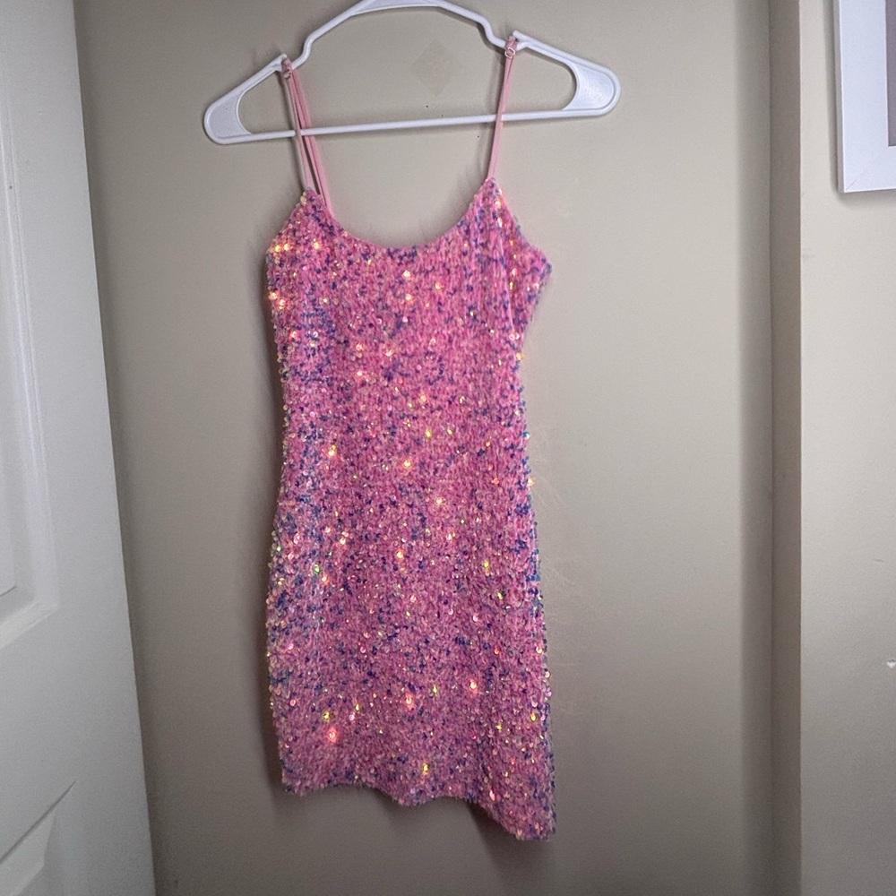Lucy in the Sky Iridescent Pink Sequin Dress